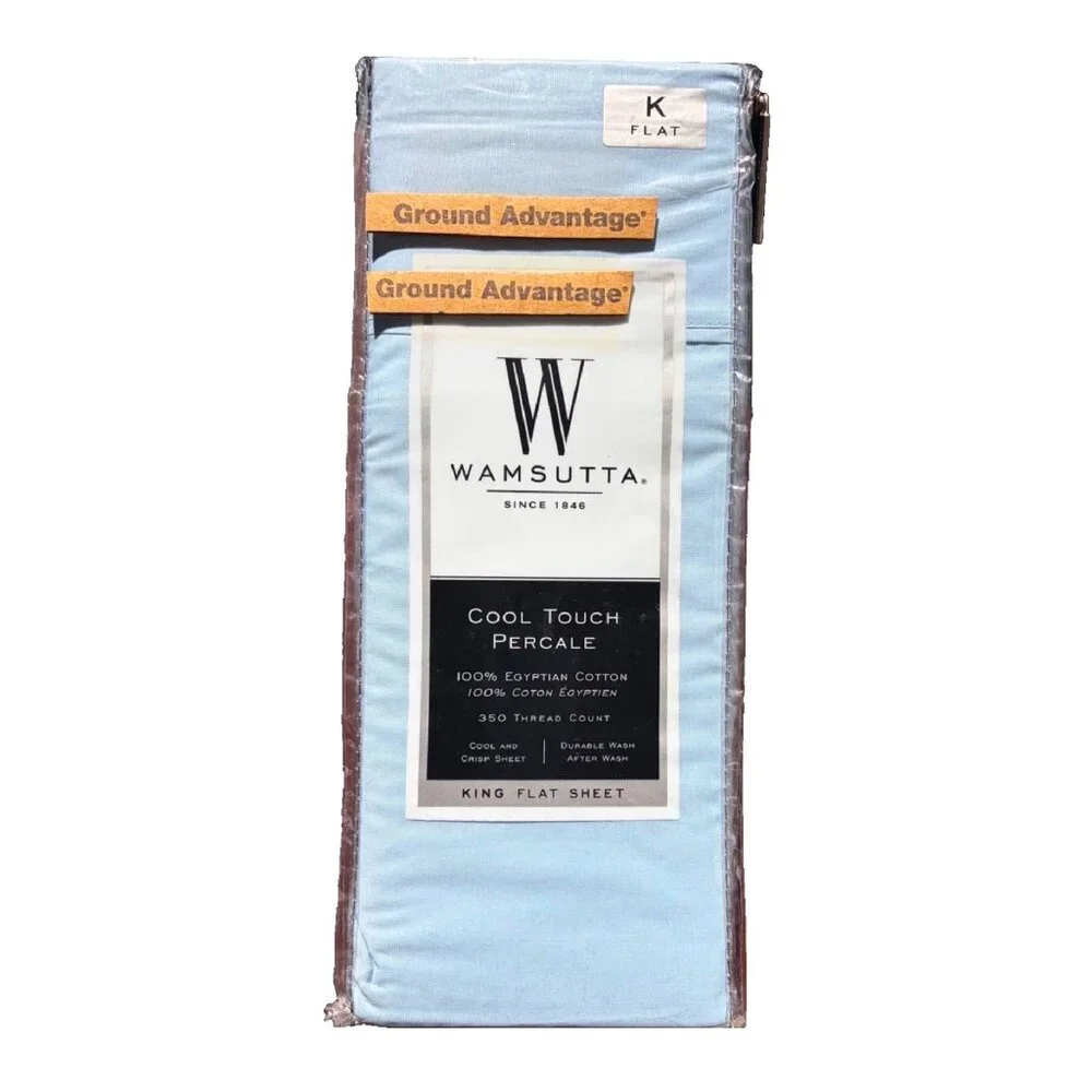 new* Oversized LIGHT BLUE Wamsutta Cool Percale Egyptian Cotton KING Flat Sheet